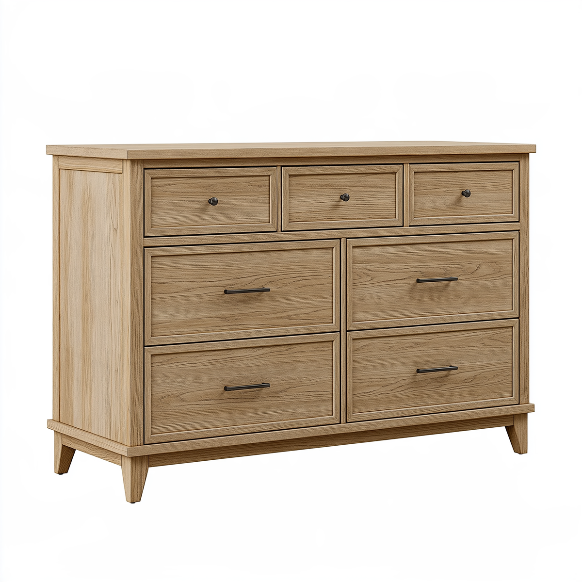 Cassettiera 150 x 45 x 100 cm in legno effetto rovere - mobile contenitore rustico con 7 cassetti