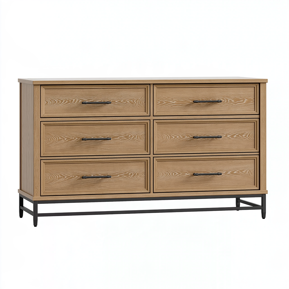Cassettiera 150 x 45 x 90 cm in legno marrone con struttura in metallo nero - stile industriale per camera da letto