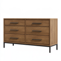 Cassettiera 150 x 45 x 85 cm in legno marrone con sei cassetti stile industriale
