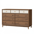 Cassettiera 160 x 45 x 100 cm in legno marrone e beige con 9 cassetti stile moderno