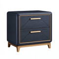 Comodino 50 x 40 x 55 cm in similpelle blu navy con 2 cassetti stile moderno