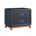 Comodino 50 x 40 x 55 cm in legno blu scuro e metallo dorato con due cassetti stile moderno