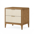 Comodino 60 x 40 x 60 cm in legno marrone e crema con 2 cassetti stile moderno