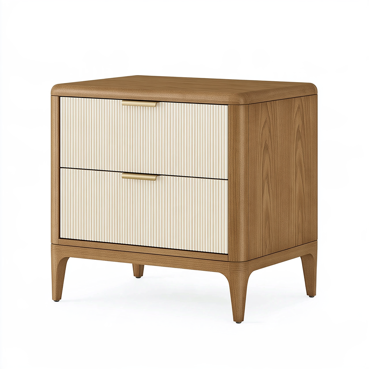 Comodino 60 x 40 x 60 cm in legno marrone e crema con 2 cassetti stile moderno