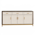 Credenza 180 x 45 x 90 cm in legno bianco e marrone con cassetti stile moderno