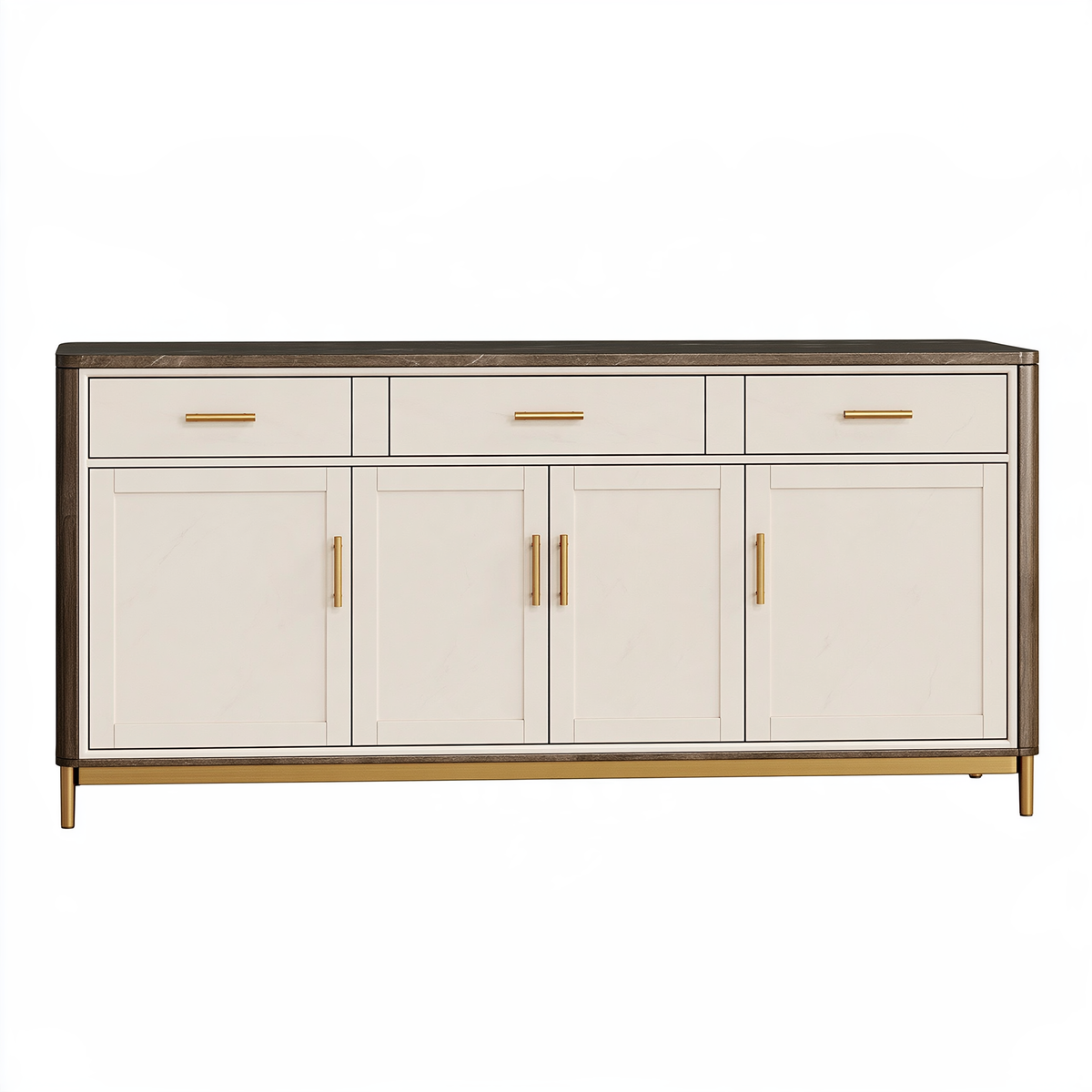 Credenza 180 x 45 x 90 cm in legno bianco e marrone con cassetti stile moderno