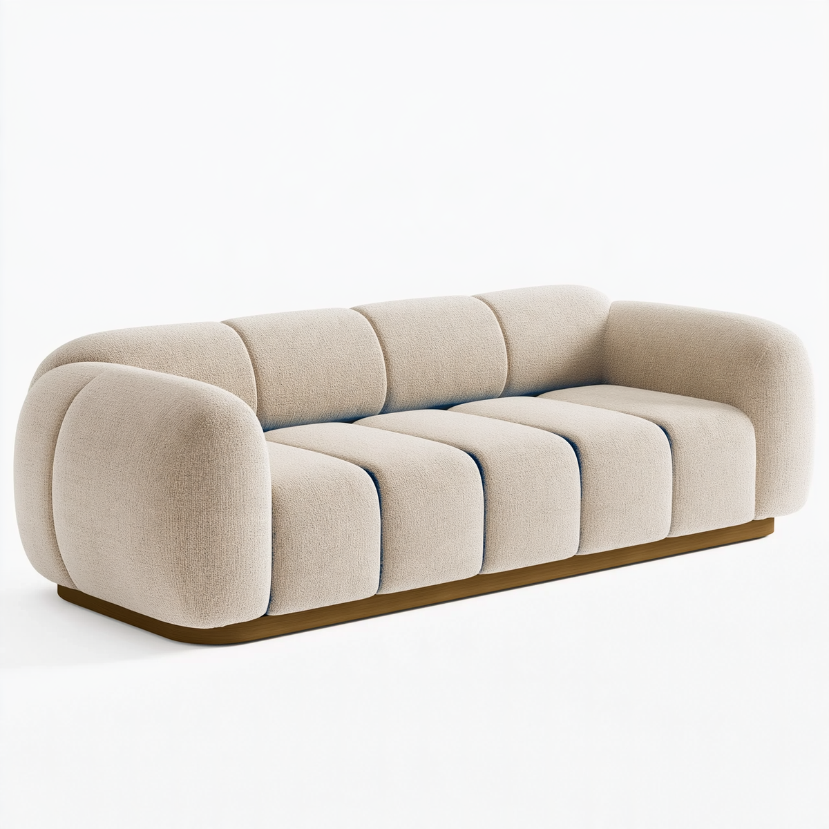 Divano 3 posti 230 x 98 x 78 cm in tessuto bouclé beige - stile moderno per soggiorno