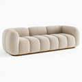 Divano 3 posti 230 x 95 x 75 cm in tessuto bouclé beige - stile curvo per soggiorno