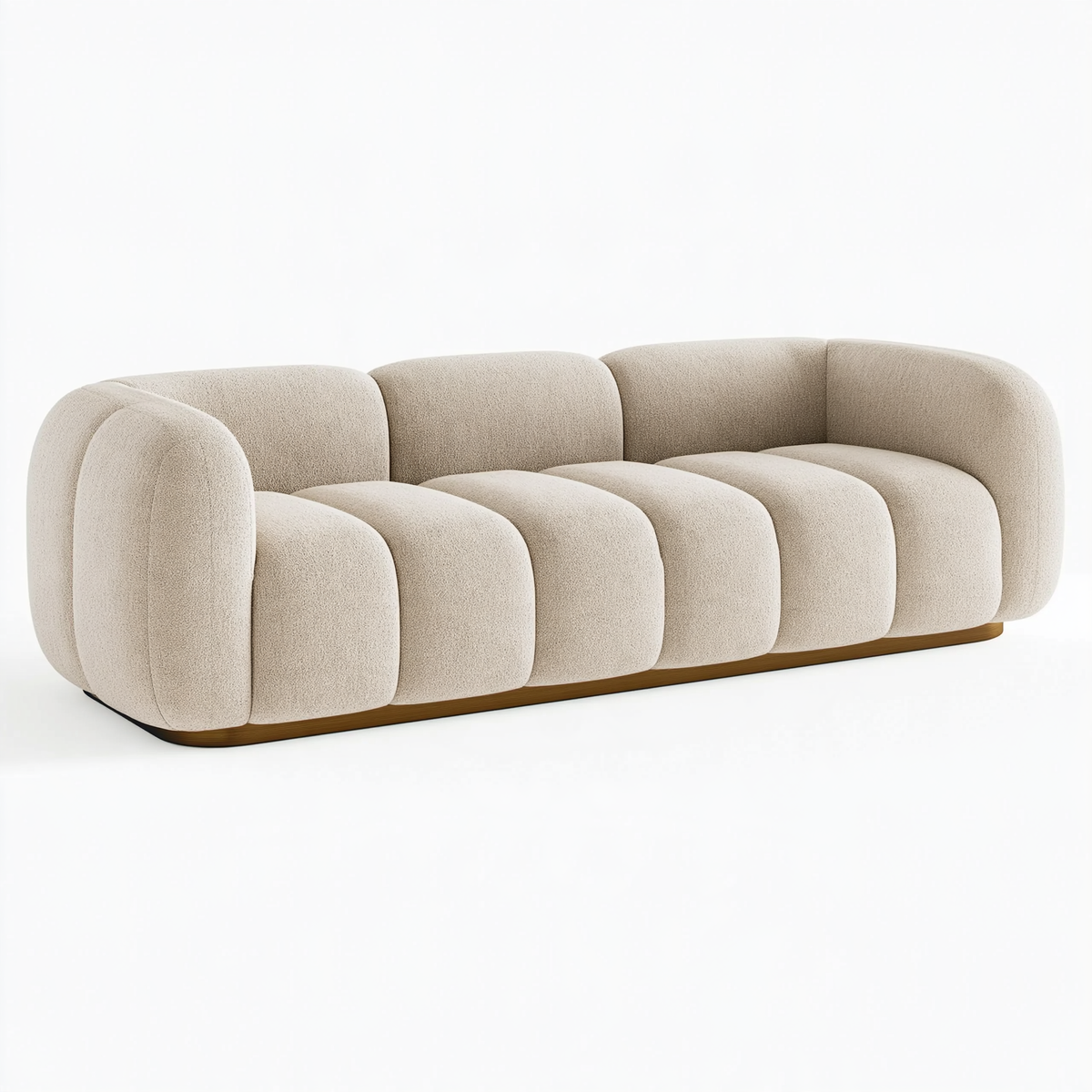 Divano 3 posti 230 x 95 x 75 cm in tessuto bouclé beige - stile curvo per soggiorno
