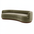 Divano 3 posti 230 x 95 x 75 cm in tessuto verde oliva con base in legno stile curvo