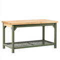 Banco da lavoro 120 x 60 x 90 cm in legno e metallo verde con ripiano inferiore