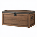 Baule contenitore 120 x 60 x 65 cm in legno marrone con chiusura in metallo per esterno