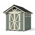 Casetta da giardino 200 x 140 x 220 cm in resina verde salvia con doppia porta stile rustico