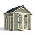 Casetta da giardino 320 x 240 x 250 cm in legno verde salvia con doppia porta stile rustico