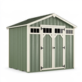 Casetta da giardino 213 x 191 x 195 cm in acciaio verde e bianco con doppia porta