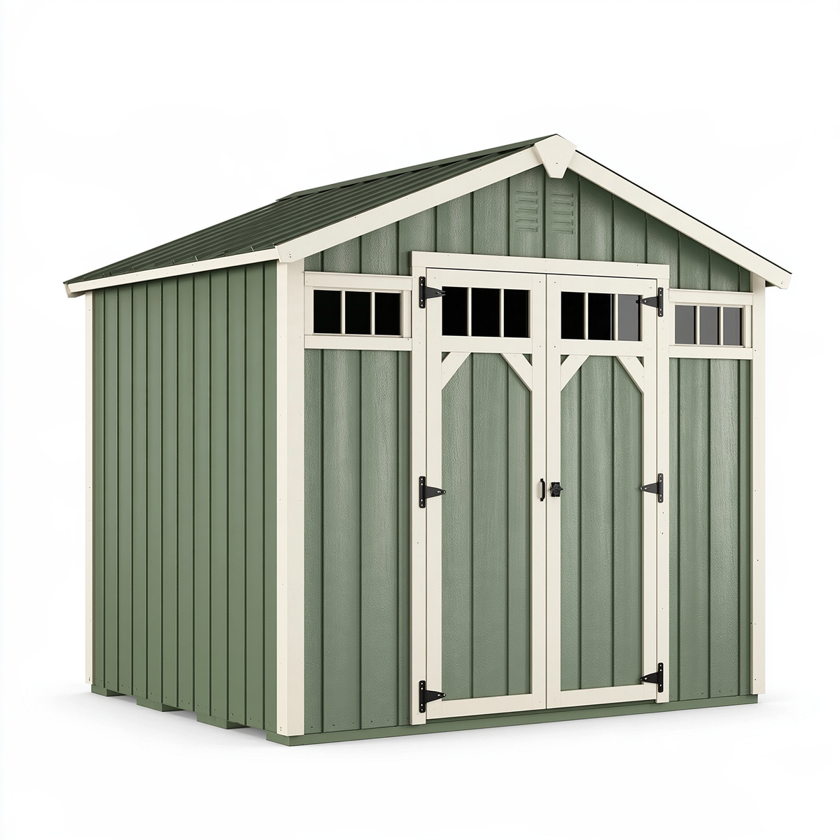 Casetta da giardino 213 x 191 x 195 cm in acciaio verde e bianco con doppia porta