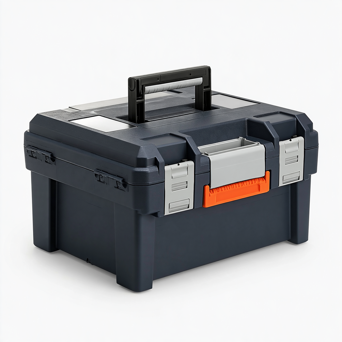 Cassetta portautensili 50 x 30 x 28 cm in plastica nero/grigio con maniglia e chiusure